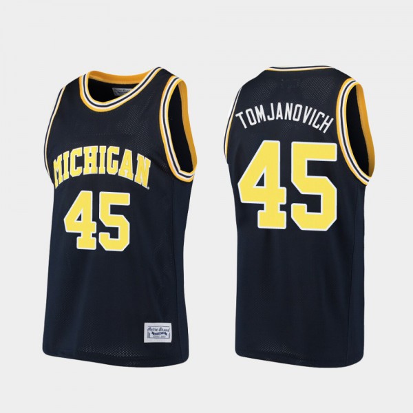 Michigan #45 For Men Rudy Tomjanovich Jersey Navy Embroidery Basketball Alumni